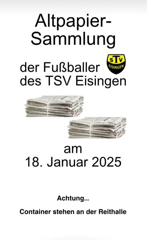 Altpapiersammlung - Fußball Juniorenabteilung